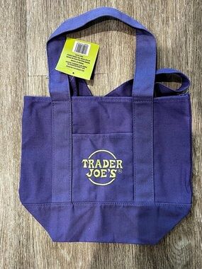 Trader Joe's Trick-or-Treat Mini Canvas Tote Bag Purple